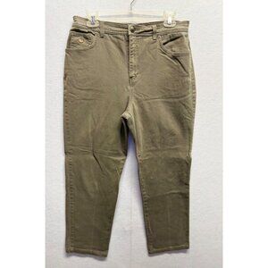 Gloria Vanderbilt Women's Sage Green Casual Stretch Pants Ankle Cropped Size 12